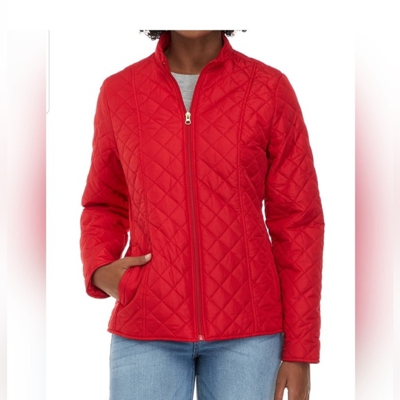 Kim Rogers Jackets & Blazers - Kim Rogers women’s red quilted full zip lightweight jacket size medium